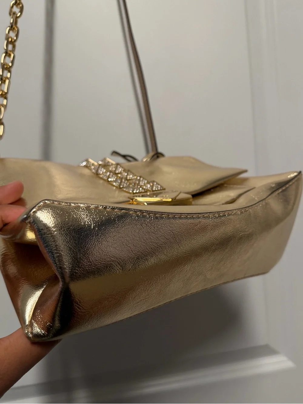 NWT Michael Kors Cece Medium Pale Gold Studded Chain Shoulder Crossbody Bag